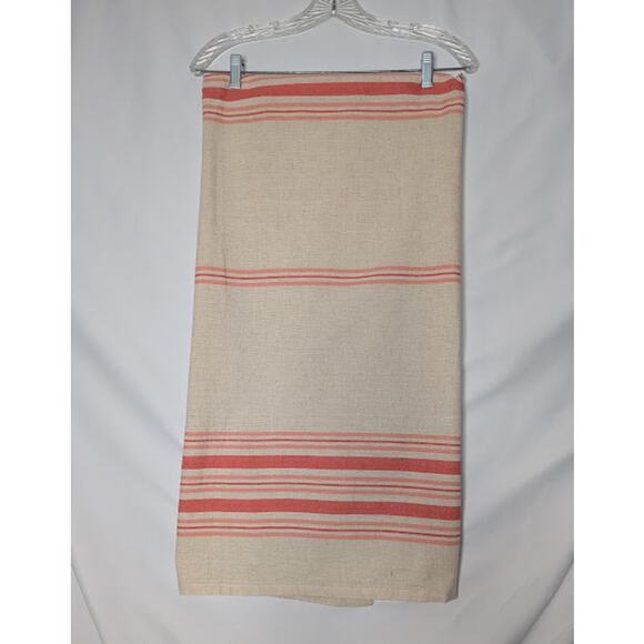 CYNTHIA ROWLEY Cotton/Flax Table Cloth Tan/Salmon Stripped 59" x 60" - Picture 2 of 4